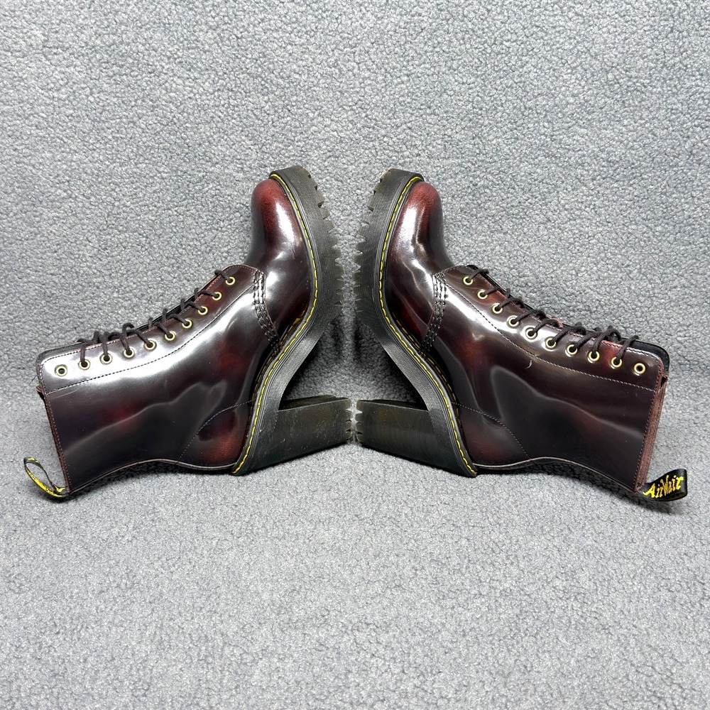 Dr Martens Kendra Womens Size 7 Platform Heeled Boots Cherry Red Arcadia Leather - Picture 6 of 9